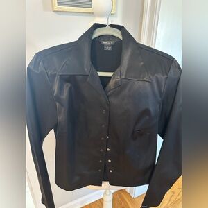 Guess Women's Black Satin Button-Up